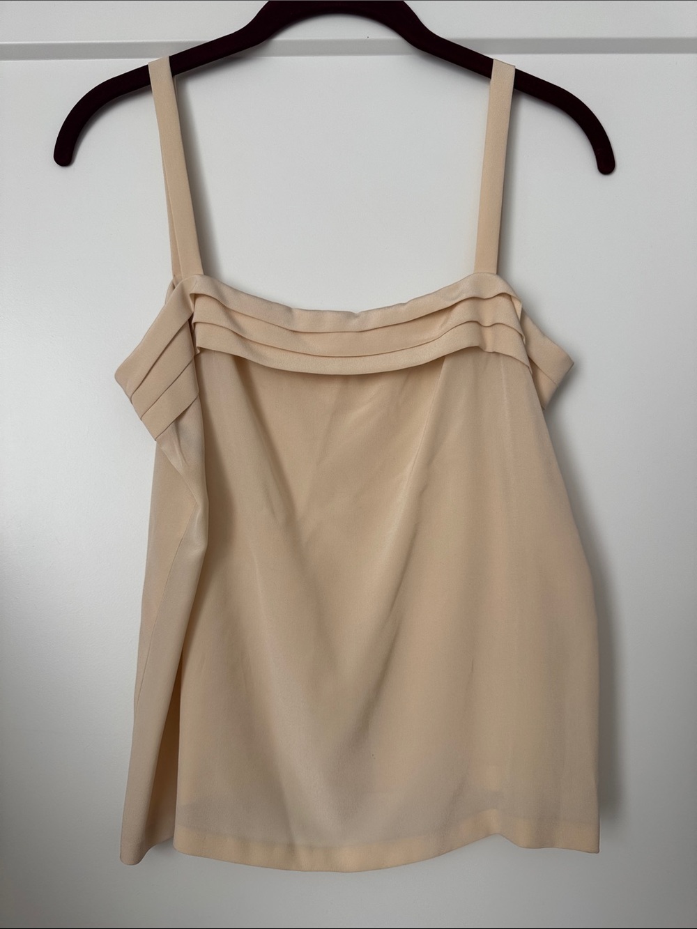 Vintage Made in Italy Cream Pleated-Trim Silk Camisole Top